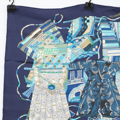 HERMES エルメス 【美品】VOYAGE EN ETOFFES 世界の布地を巡る旅 シルク カレ90 スカーフ