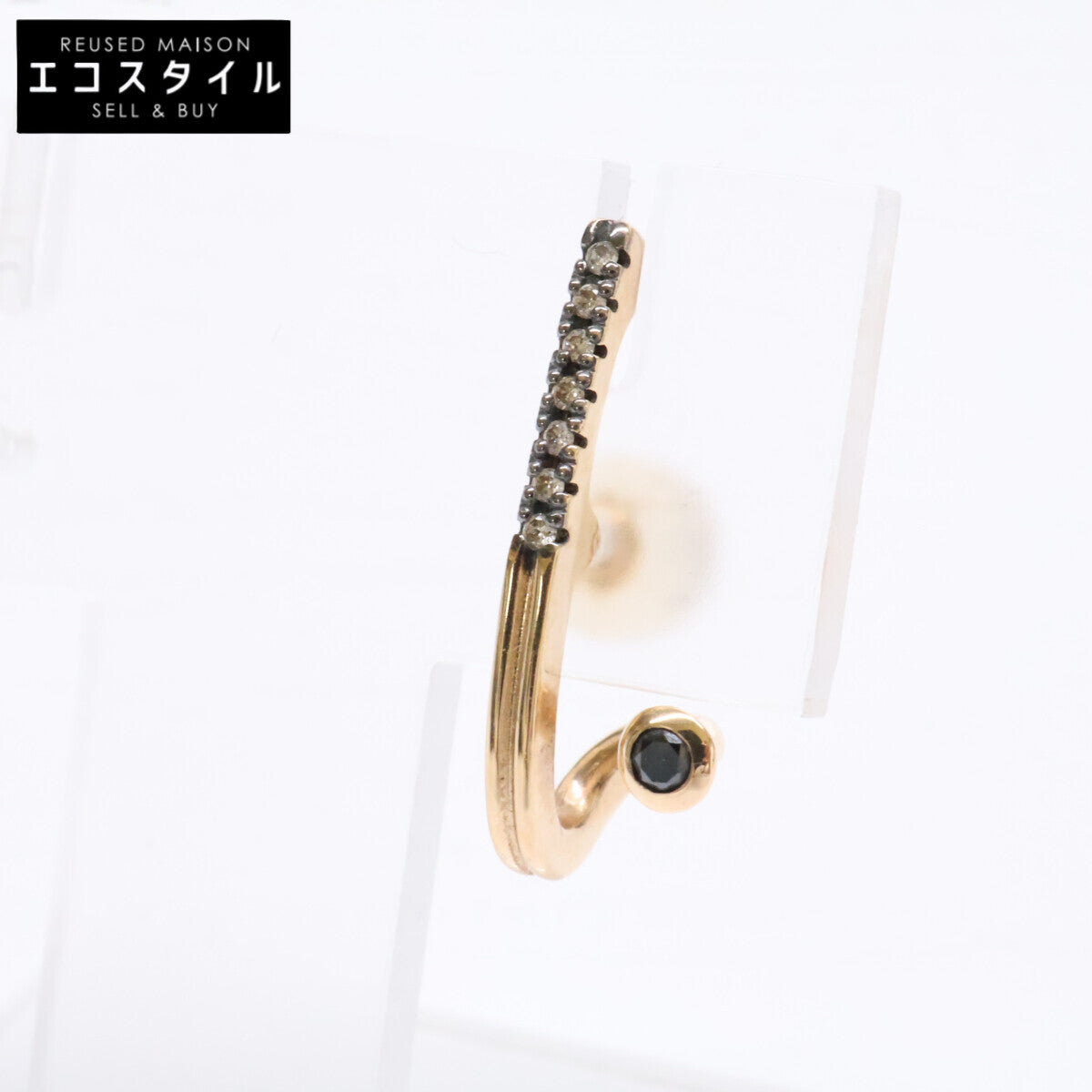 HIROTAKA ヒロタカ DS21KDEZR K10 0.06 DROSERA ドロセラ ブラック&ホワイトダイヤモンド ブラックルテニウム 片耳 シングル ピアス