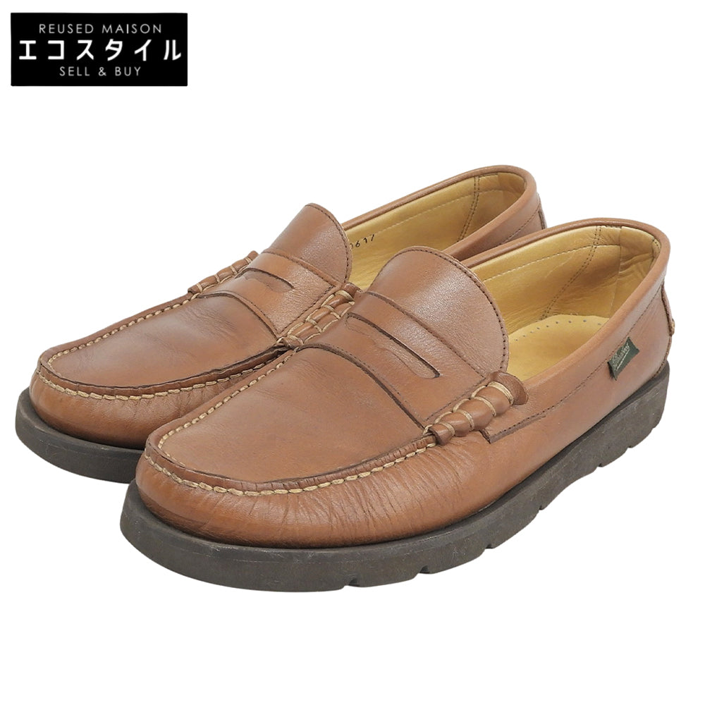 Paraboot パラブーツ 美品 CORAUXコロー モカシン コインローファー シューズ メンズ ブラウン 7 1/2 シューズ