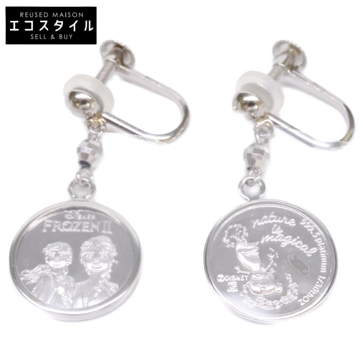 Pt1000 Pt1000 新品未使用 Pt999.9 x Pt900 アナと雪の女王Ⅱ1/30oz 純プラチナメダル イヤリング