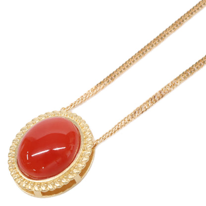 QVC QVC 美品 K18 血赤珊瑚オーバルトップ ネックレス