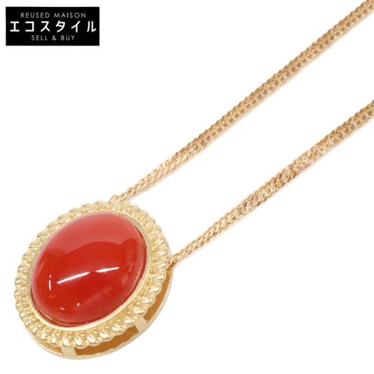 QVC QVC 美品 K18 血赤珊瑚オーバルトップ ネックレス
