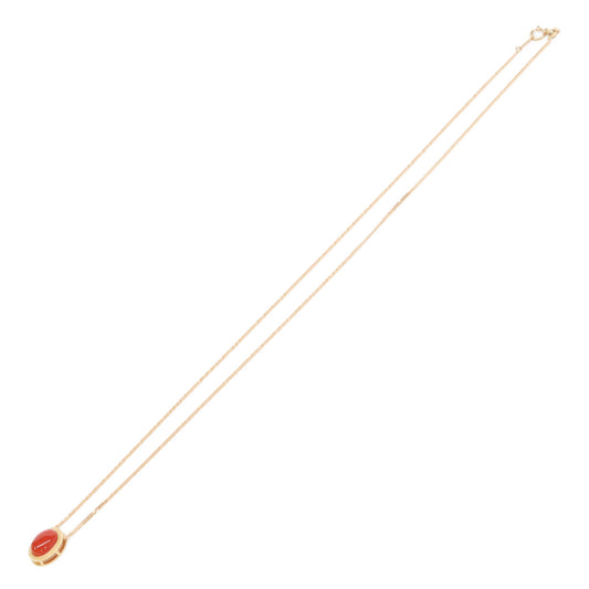 QVC QVC 美品 K18 血赤珊瑚オーバルトップ ネックレス