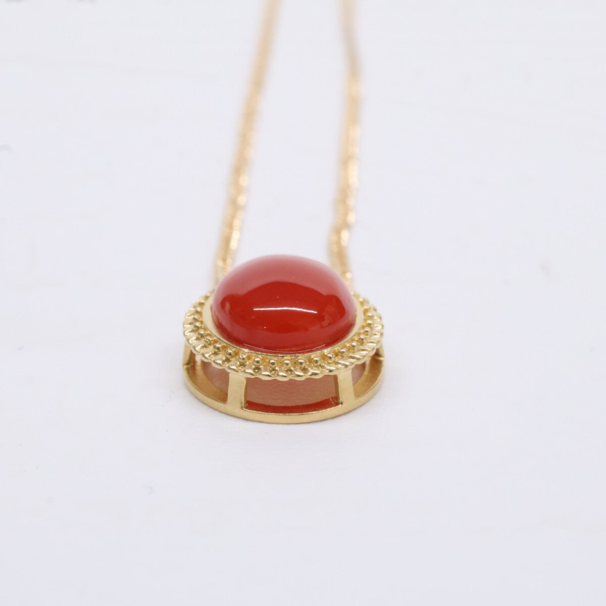 QVC QVC 美品 K18 血赤珊瑚オーバルトップ ネックレス