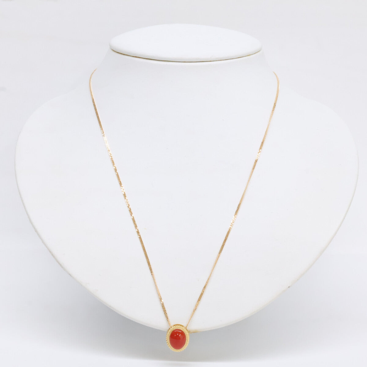QVC QVC 美品 K18 血赤珊瑚オーバルトップ ネックレス