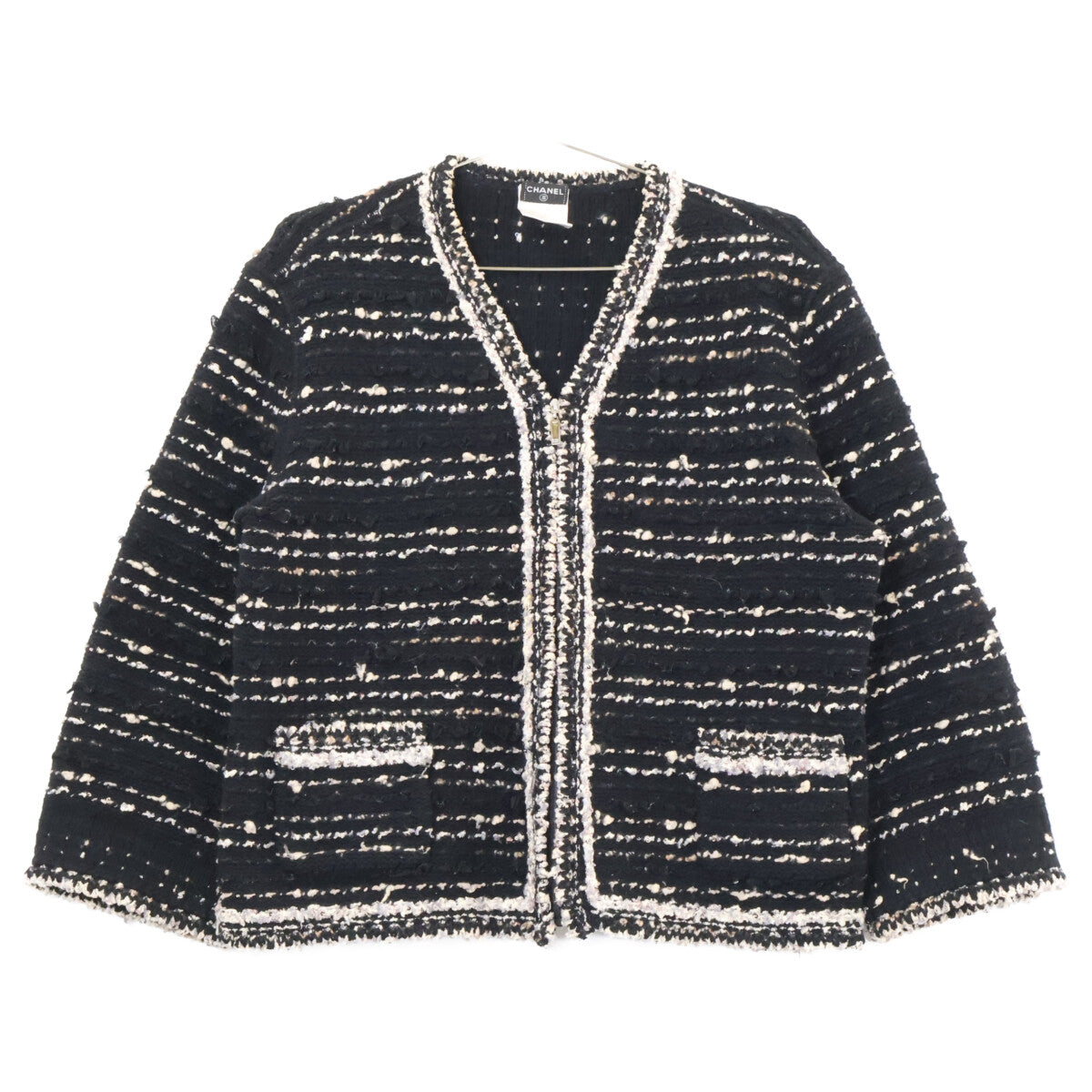 CHANEL シャネル 05AW P26657V01976 ジップアップ ツイード ノーカラージャケット ジャケット