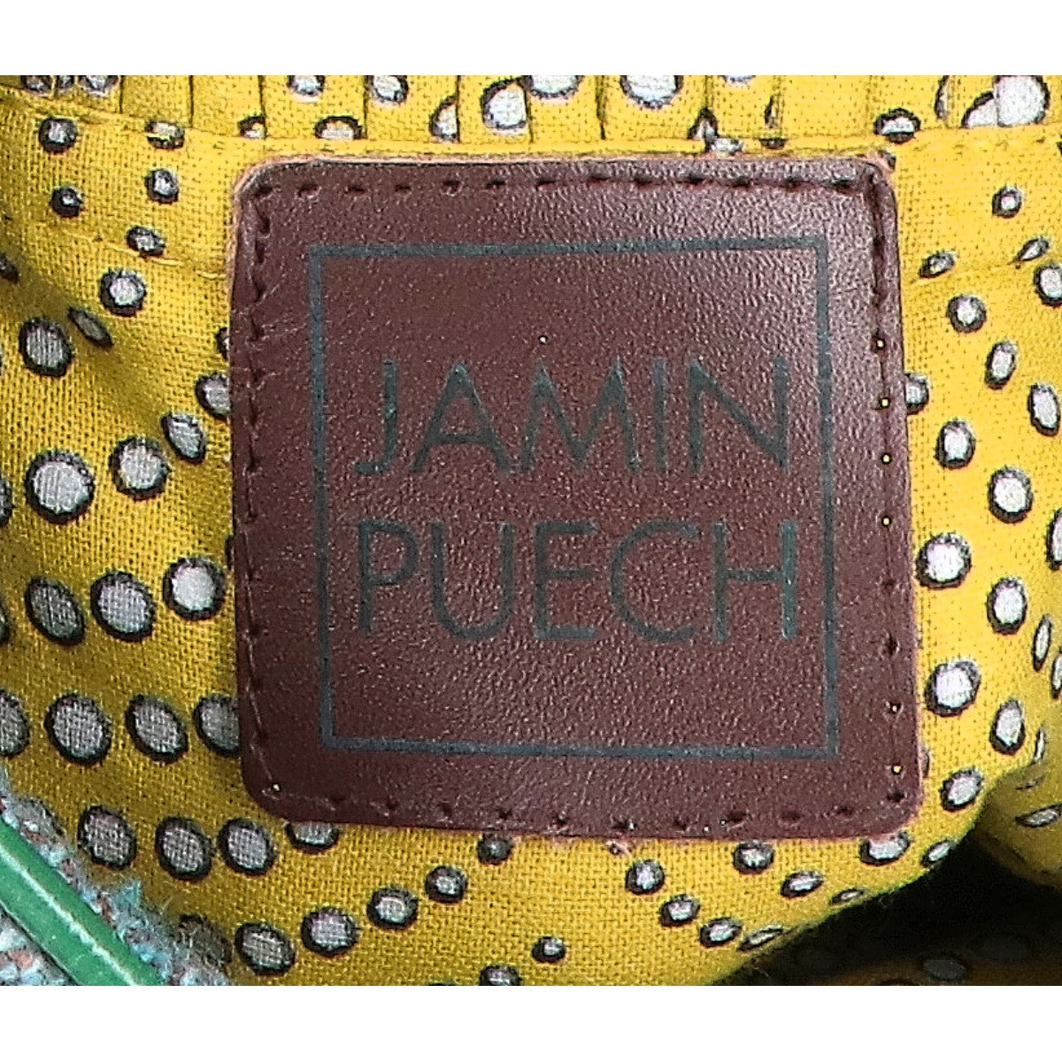 JAMIN PUECH ジャマンピュエッシュ スパンコール/ビーズ装飾 メタリックレザー ヘリンボーン柄ツイード ハンドバッグ