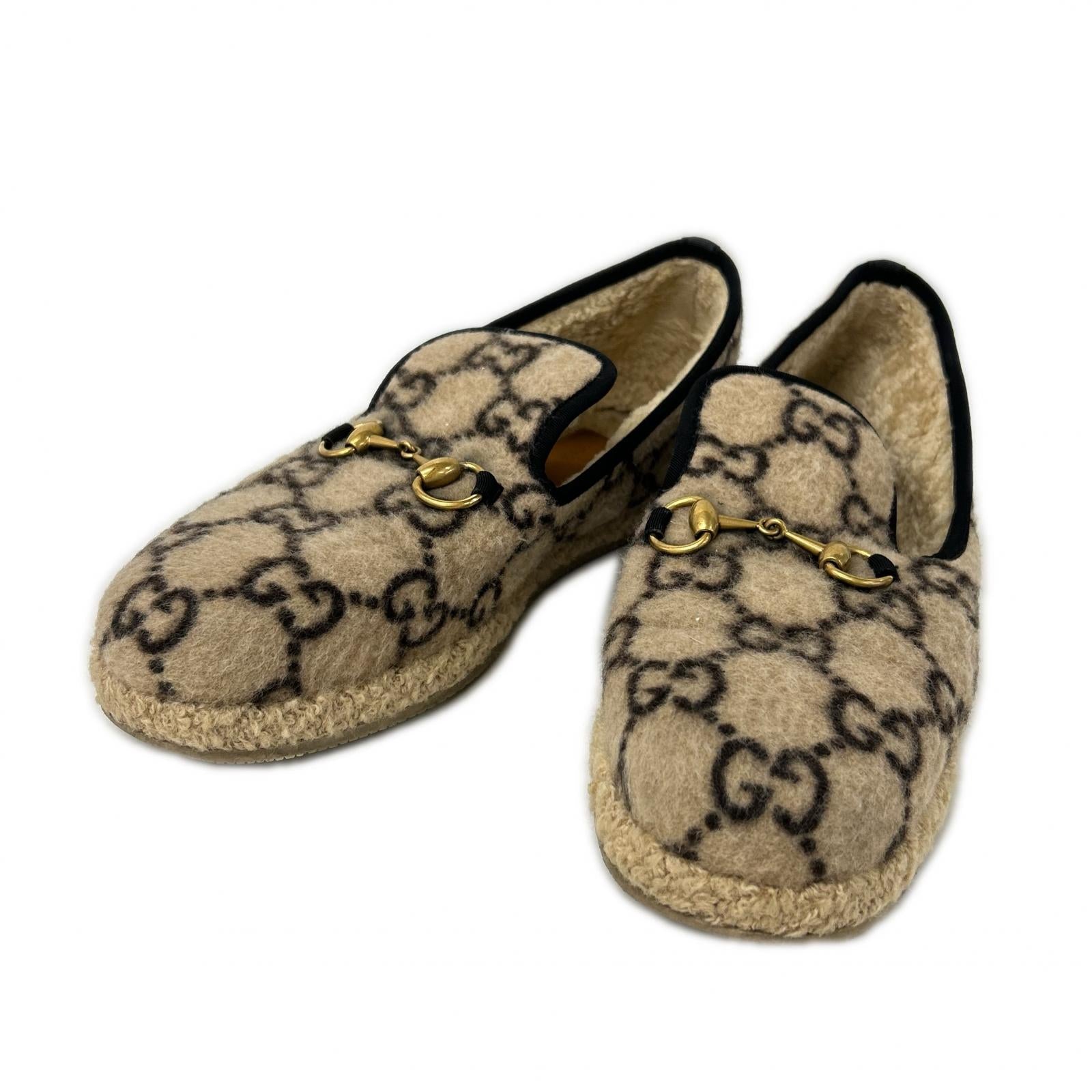 GUCCI グッチ 575850 GG ウール インナーボア ホースビット ローファー シューズ