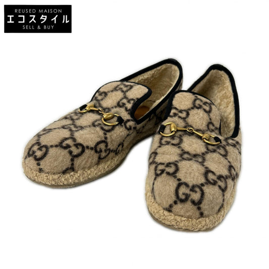 GUCCI グッチ 575850 GG ウール インナーボア ホースビット ローファー シューズ