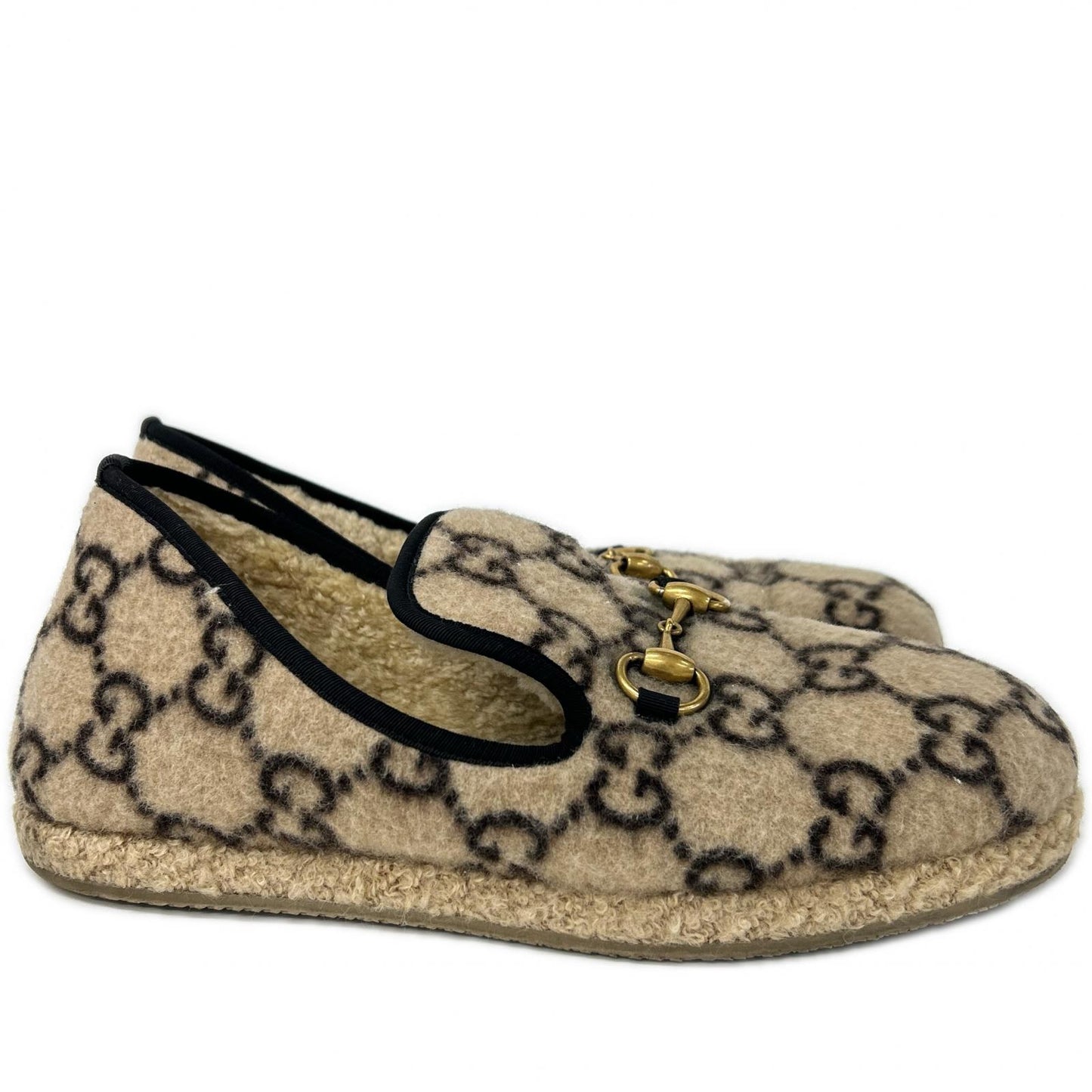GUCCI グッチ 575850 GG ウール インナーボア ホースビット ローファー シューズ