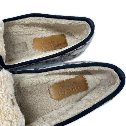 GUCCI グッチ 575850 GG ウール インナーボア ホースビット ローファー シューズ