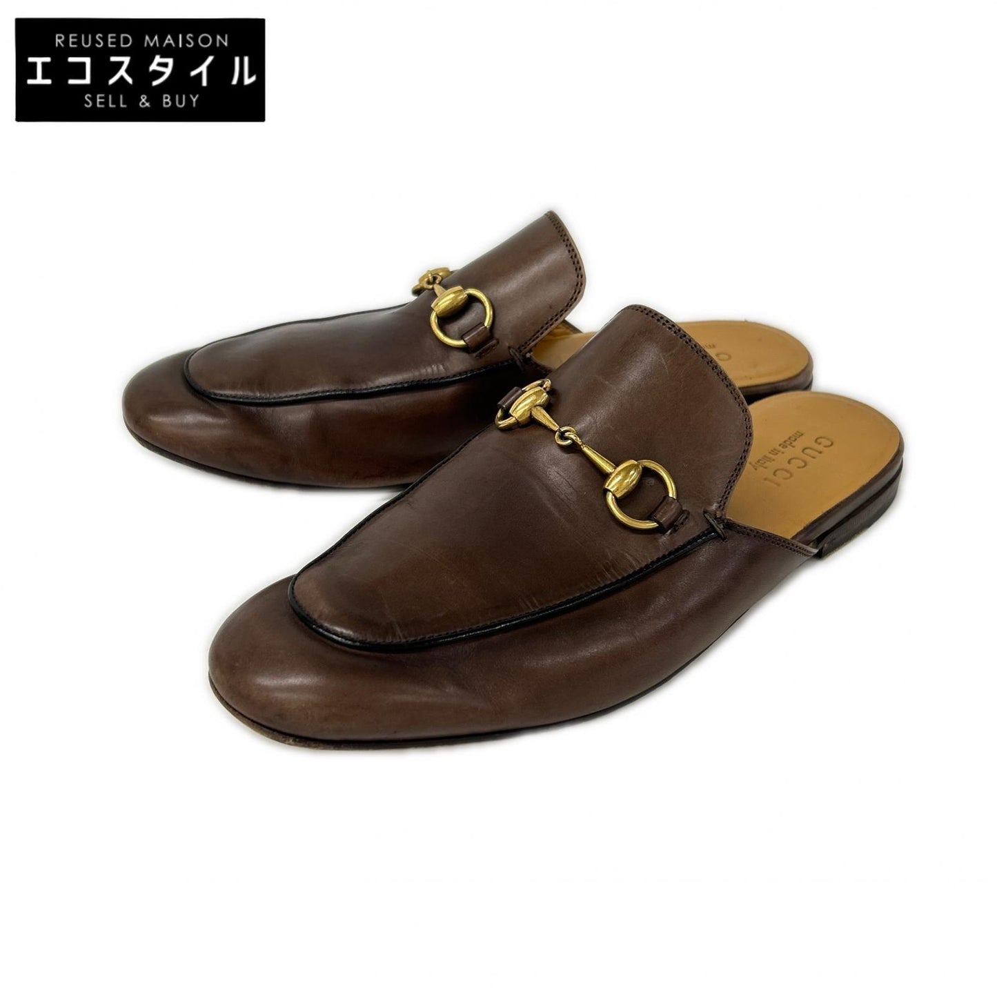 GUCCI グッチ 426219 プリンスタウン ホースビット レザー スリッパ シューズ