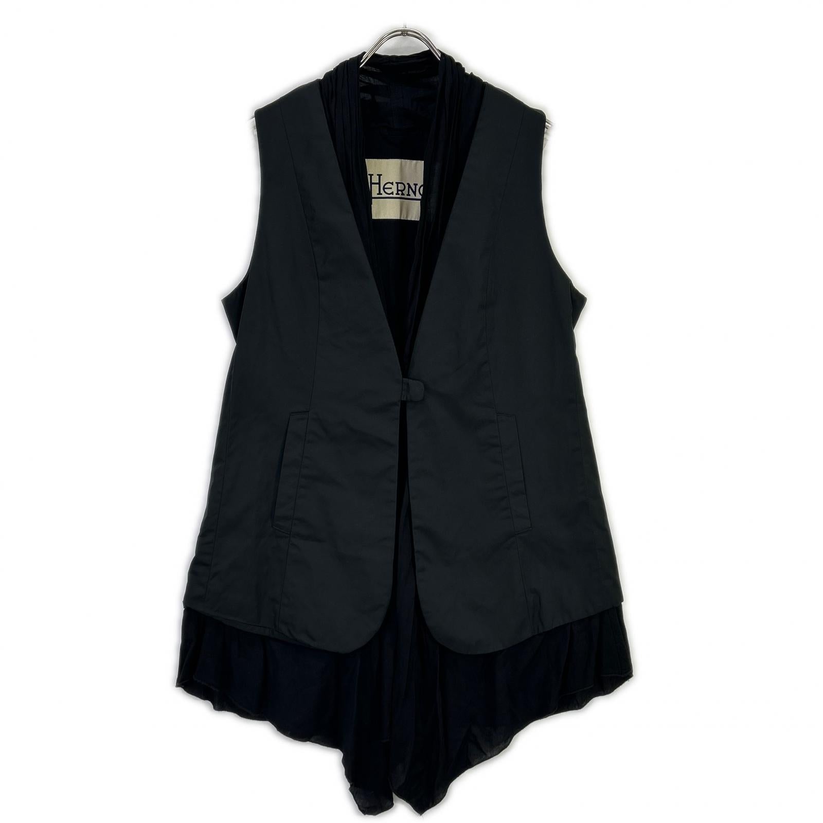 【専用】HERNO ヘルノ　ロングジレ HERNO ヘルノ ブラック レイヤードロング ジレ ベスト – style-eco.shop