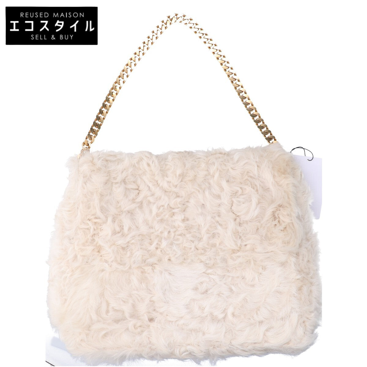 CELINE セリーヌ 新品同様 173183 フィービー期 グルメットファー ラムファー ミディアム チェーン ショルダーバッグ