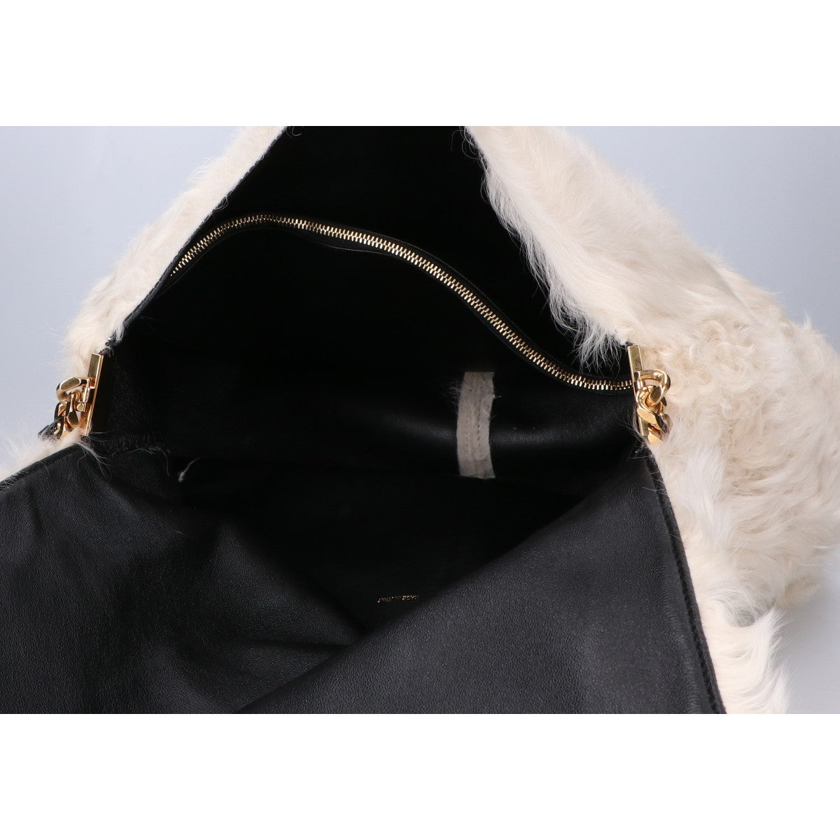 CELINE セリーヌ 新品同様 173183 フィービー期 グルメットファー ラムファー ミディアム チェーン ショルダーバッグ