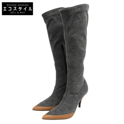 DIESEL ディーゼル 新品同様 ストレッチデニムロングブーツ シューズ レディース グレー 37 Y02917P4734 シューズ