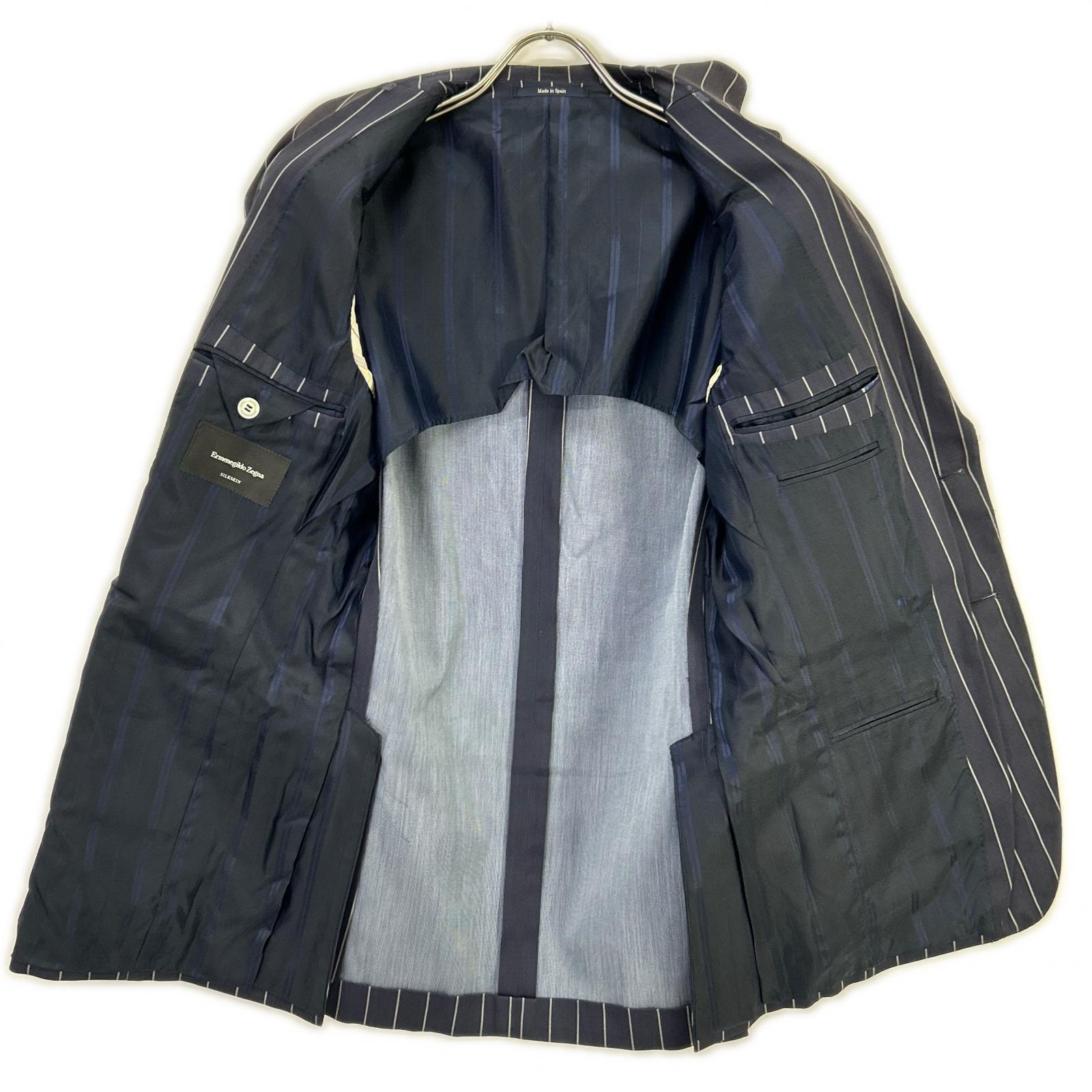 Ermenegildo Zegna エルメネジルドゼニア TRAVEL ネイビー ストライプ2Bジャケット ジャケット