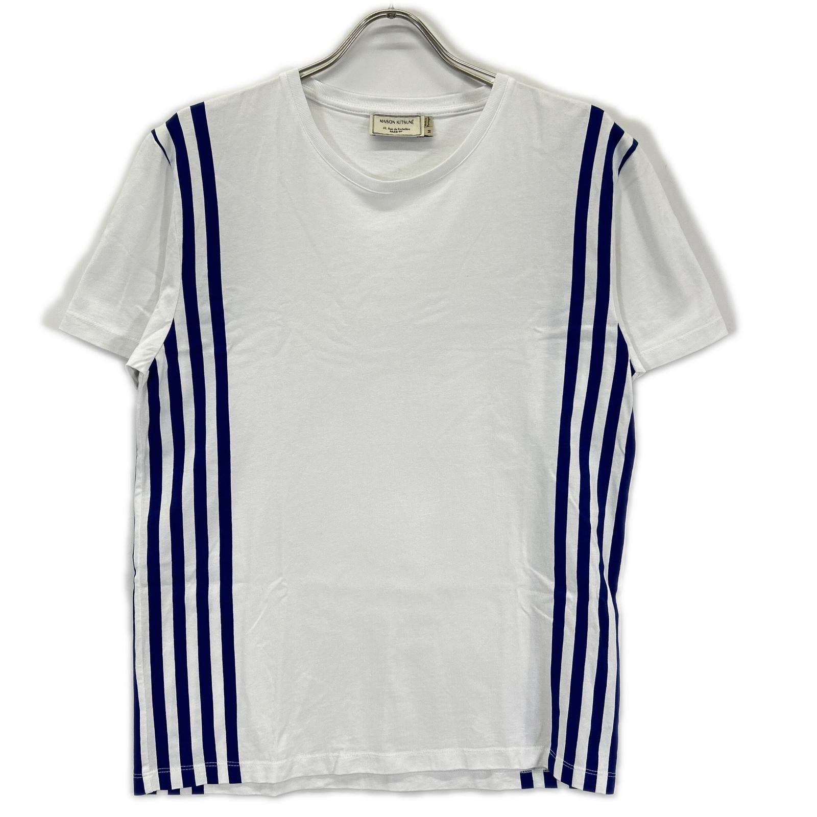 MAISON KITSUNE メゾンキツネ ホワイト サイドストライプTシャツ トップス