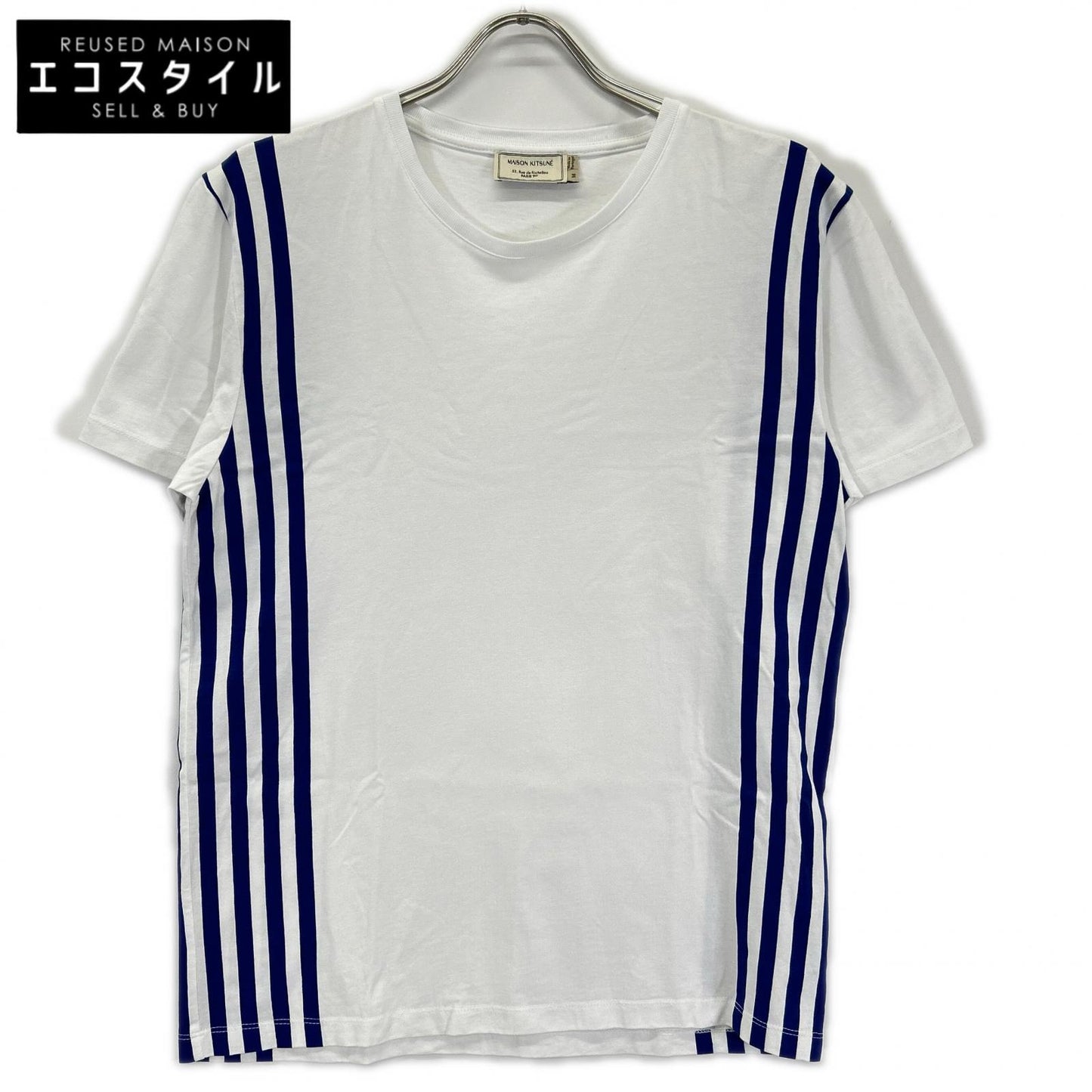 MAISON KITSUNE メゾンキツネ ホワイト サイドストライプTシャツ トップス