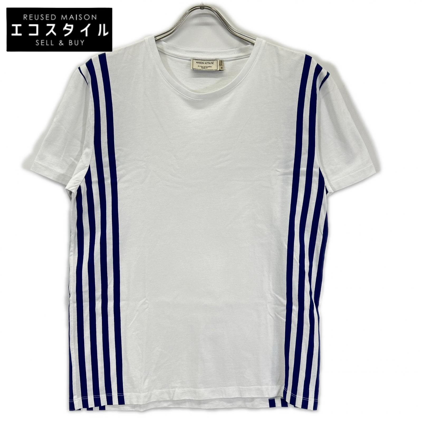 MAISON KITSUNE メゾンキツネ ホワイト サイドストライプTシャツ トップス