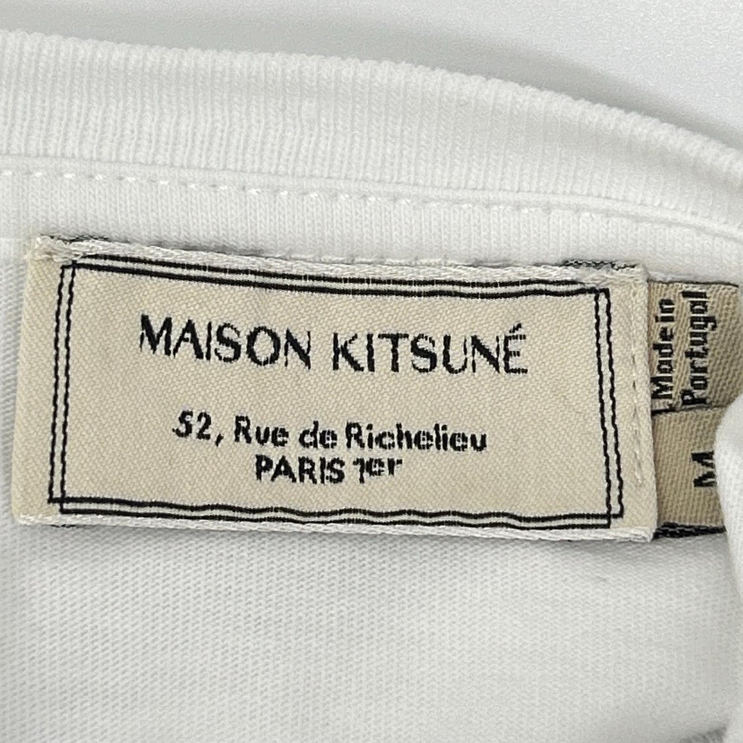 MAISON KITSUNE メゾンキツネ ホワイト サイドストライプTシャツ トップス