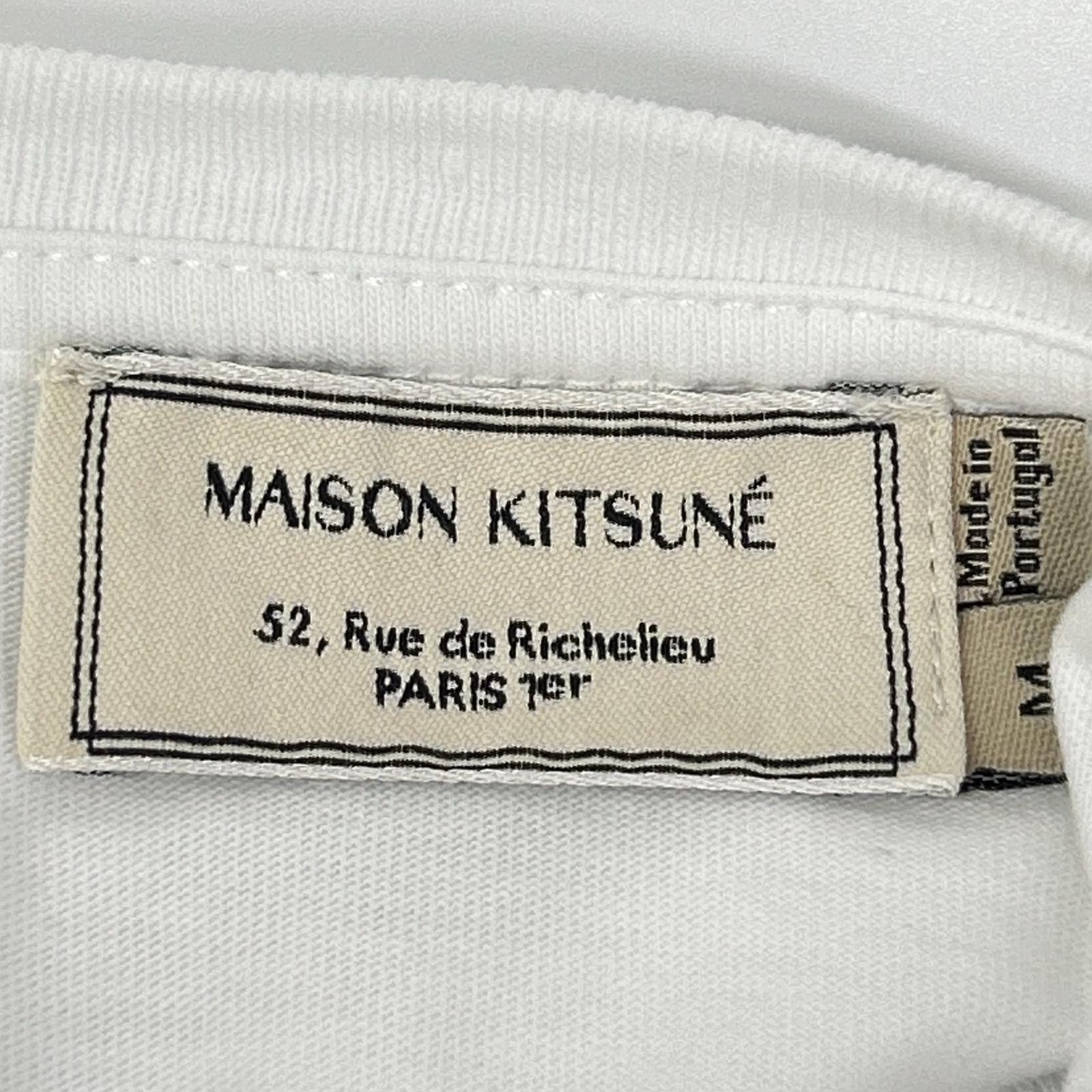 MAISON KITSUNE メゾンキツネ ホワイト サイドストライプTシャツ トップス