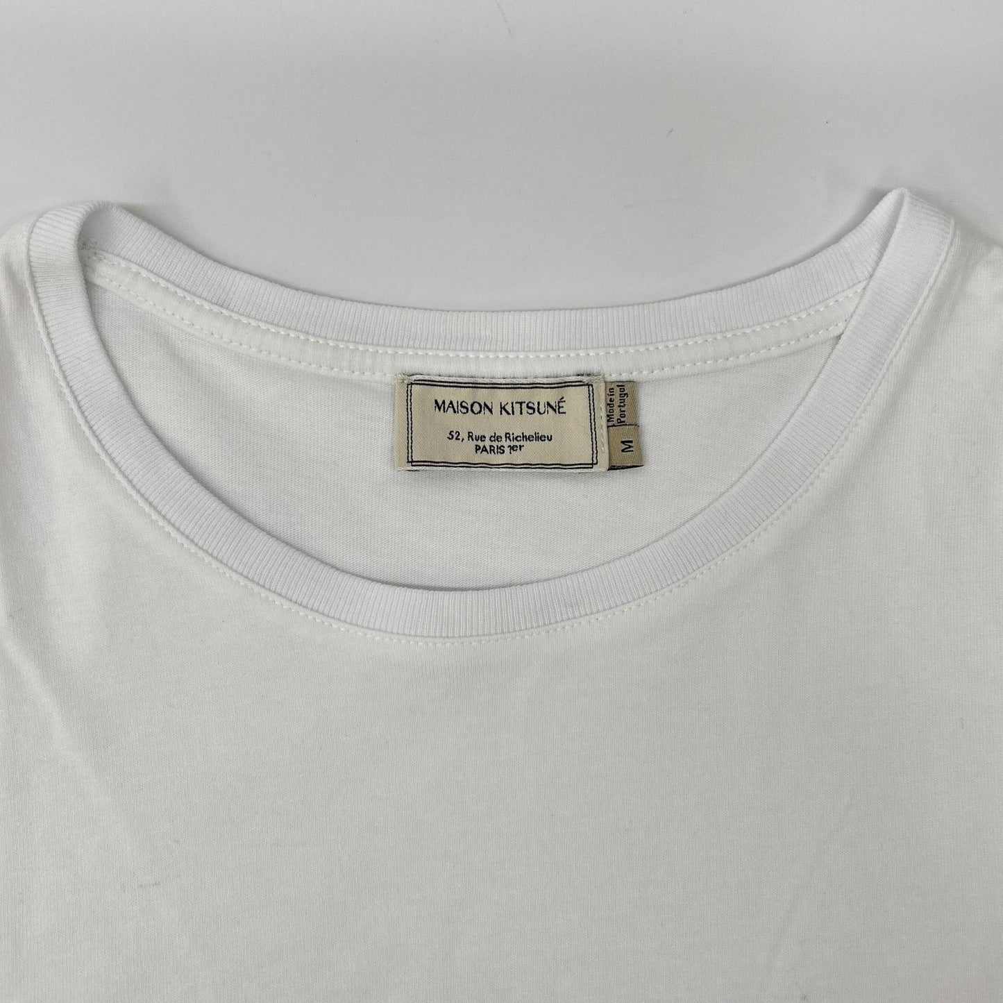 MAISON KITSUNE メゾンキツネ ホワイト サイドストライプTシャツ トップス