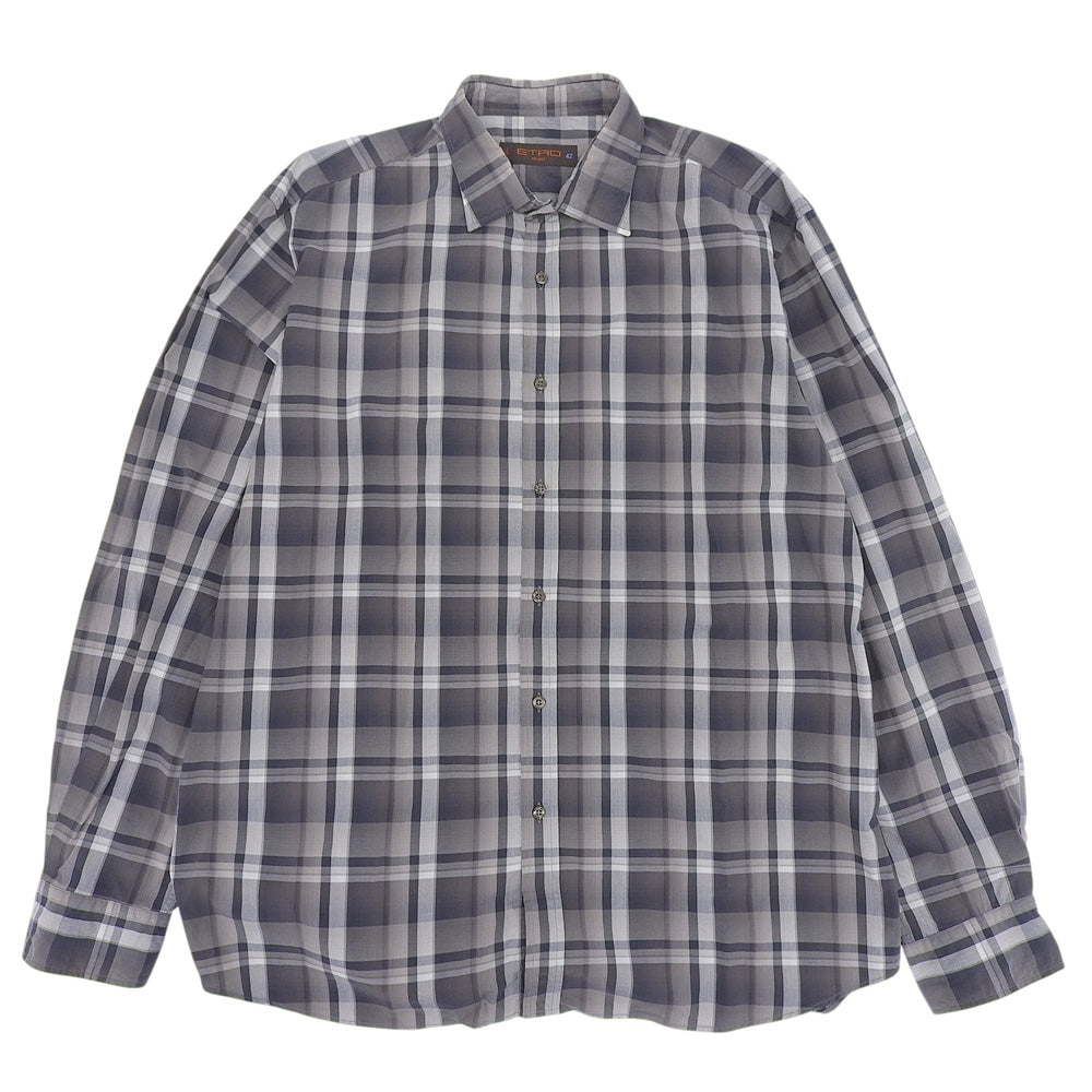 ETRO エトロ 美品 コットン チェックシャツ トップス メンズ グレー系 42 102-16376-3424 トップス
