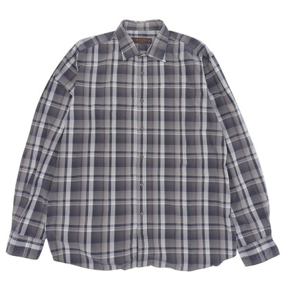 ETRO エトロ 美品 コットン チェックシャツ トップス メンズ グレー系 42 102-16376-3424 トップス