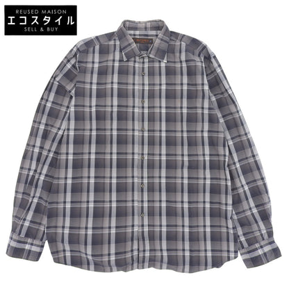 ETRO エトロ 美品 コットン チェックシャツ トップス メンズ グレー系 42 102-16376-3424 トップス