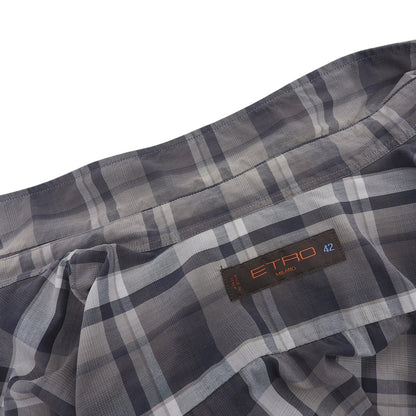 ETRO エトロ 美品 コットン チェックシャツ トップス メンズ グレー系 42 102-16376-3424 トップス