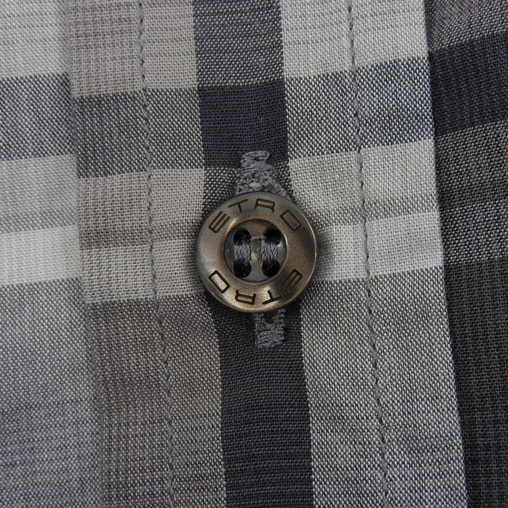 ETRO エトロ 美品 コットン チェックシャツ トップス メンズ グレー系 42 102-16376-3424 トップス