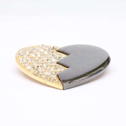 YvesSaintLaurent イヴサンローラン ラインストーン ハート ブローチ