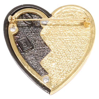 YvesSaintLaurent イヴサンローラン ラインストーン ハート ブローチ