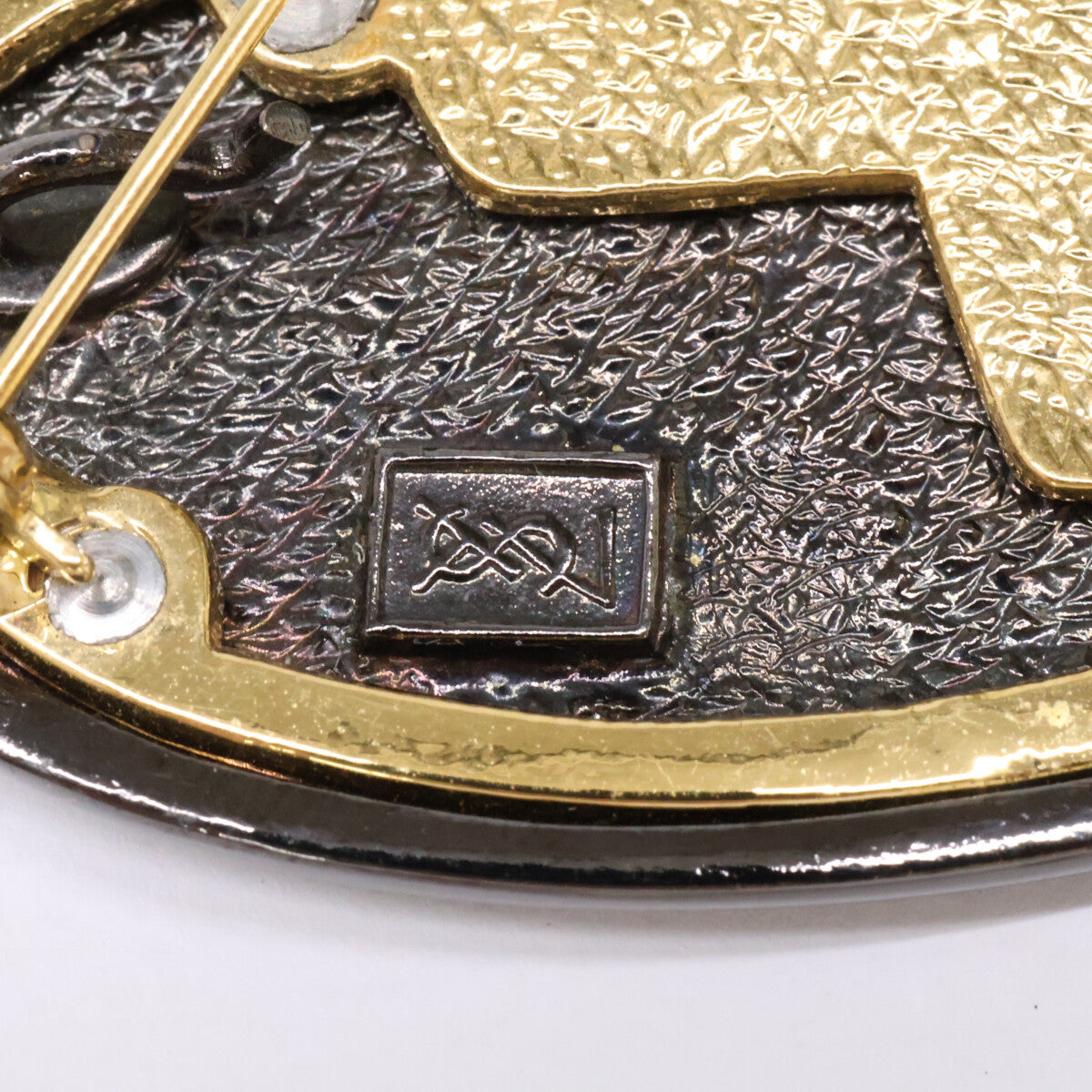 YvesSaintLaurent イヴサンローラン ラインストーン ハート ブローチ