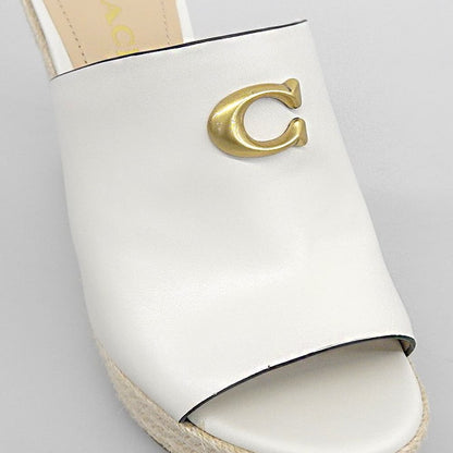 COACH コーチ 新品同様 Gloria レザー ウェッジプラットフォーム サンダル シューズ レディース ホワイト系 CHALK 6 シューズ