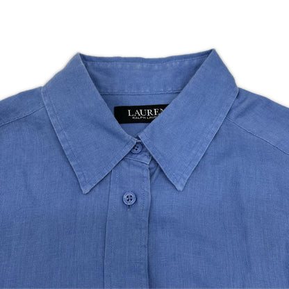 LAUREN RALPH LAUREN ローレン ラルフローレン ブルー リネン100%L/Sシャツ トップス