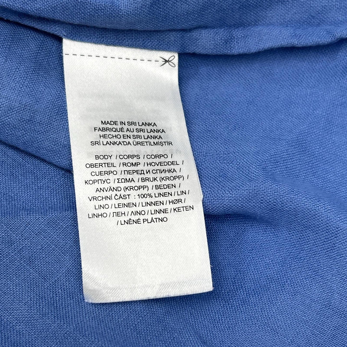 LAUREN RALPH LAUREN ローレン ラルフローレン ブルー リネン100%L/Sシャツ トップス