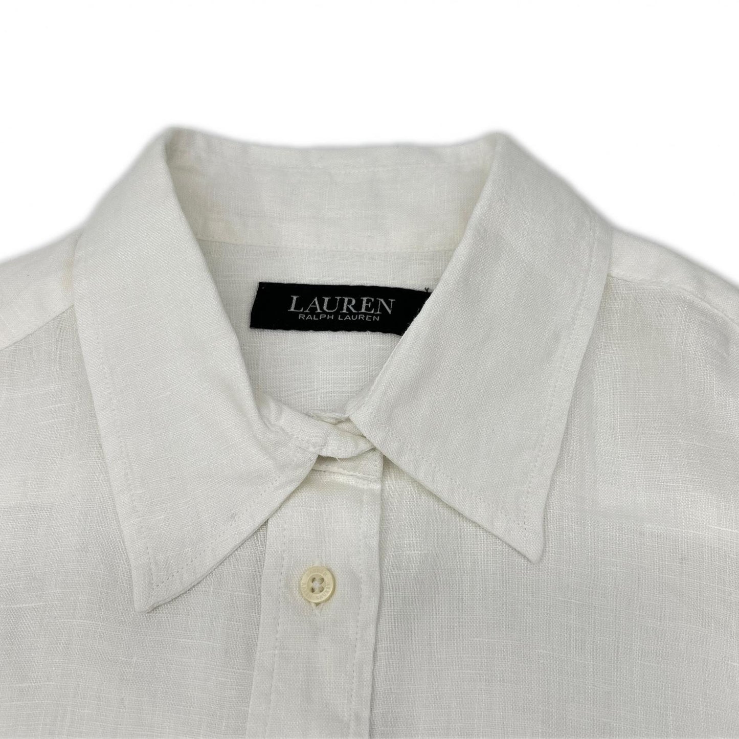LAUREN RALPH LAUREN ローレン ラルフローレン ホワイト リネン100%L/Sシャツ トップス
