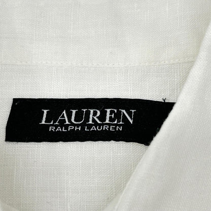 LAUREN RALPH LAUREN ローレン ラルフローレン ホワイト リネン100%L/Sシャツ トップス