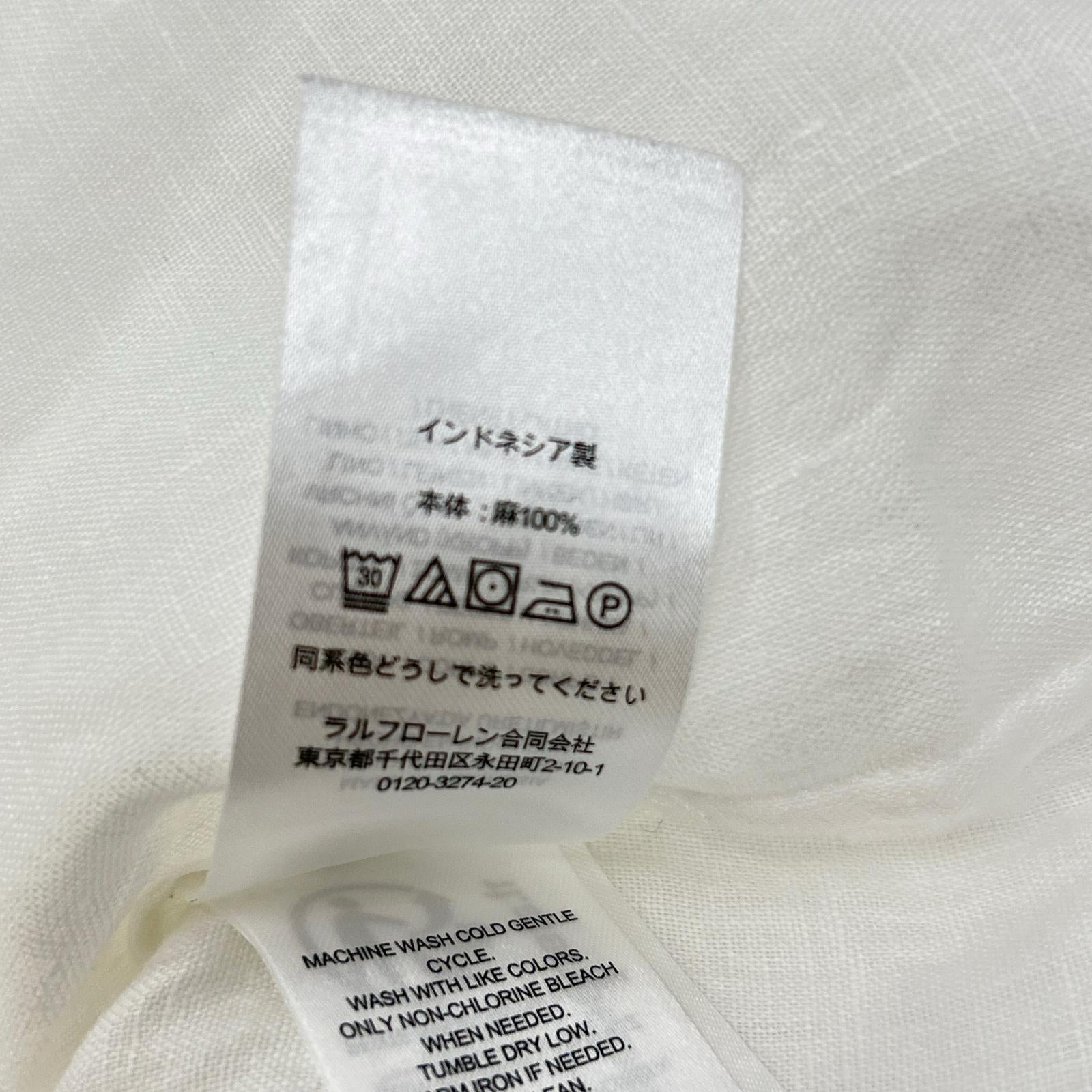 LAUREN RALPH LAUREN ローレン ラルフローレン ホワイト リネン100%L/Sシャツ トップス