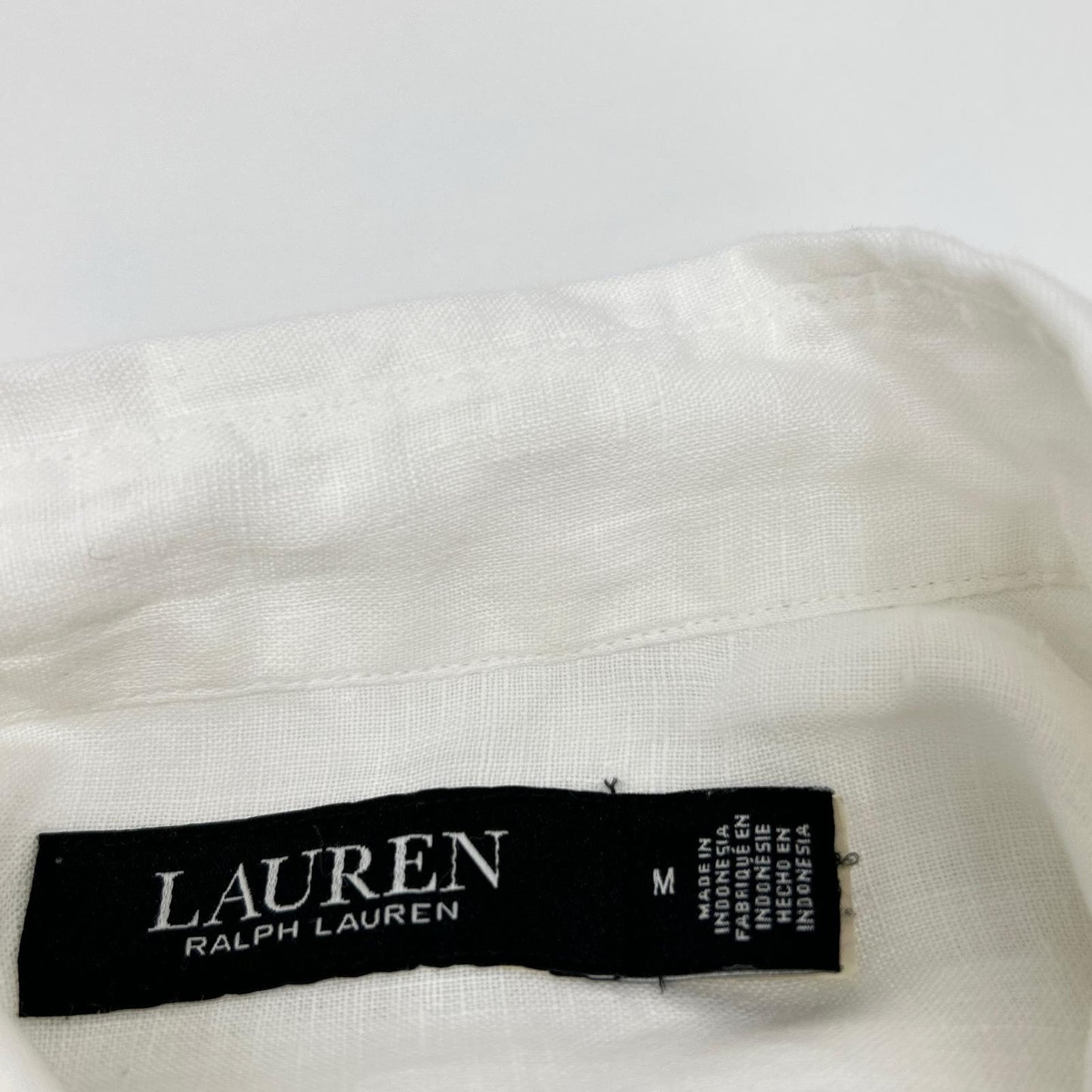 LAUREN RALPH LAUREN ローレン ラルフローレン ホワイト リネン100%L/Sシャツ トップス