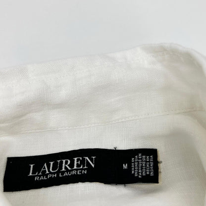 LAUREN RALPH LAUREN ローレン ラルフローレン ホワイト リネン100%L/Sシャツ トップス