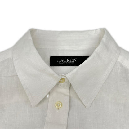 LAUREN RALPH LAUREN ローレン ラルフローレン ホワイト リネン100%L/Sシャツ トップス