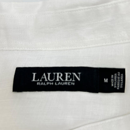 LAUREN RALPH LAUREN ローレン ラルフローレン ホワイト リネン100%L/Sシャツ トップス
