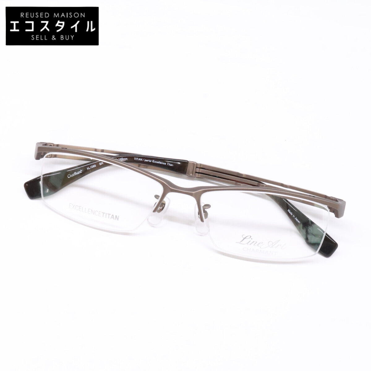 Charmant [Excellent Condition] LineArt Charmant XL1086 BR Demo Lenses Titanium Half-Rim Eyewear Glasses