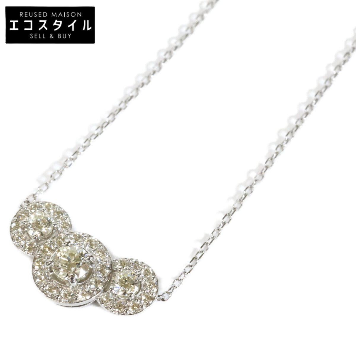 QVC QVC 新品同様 Pt850/Pt950 ロシアンダイヤモンド0.75ctクラシックトリオ ネックレス
