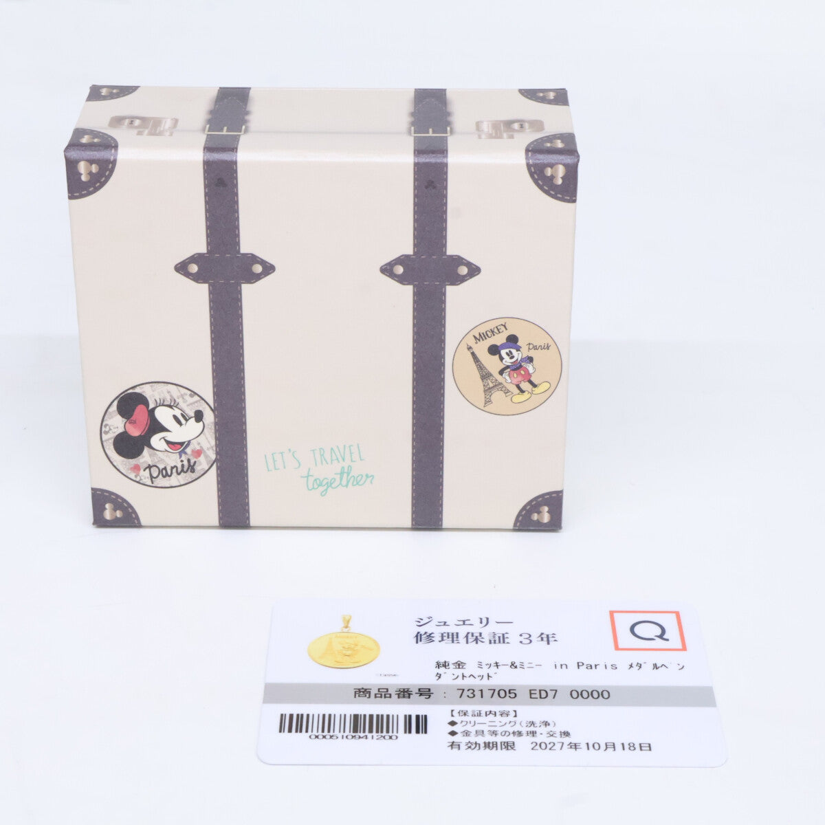 QVC QVC 新品未使用 2024年3000枚限定 1/10オンス 純金ミッキー＆ミニーin Parisメダルペンダントヘッド ペンダントトップ