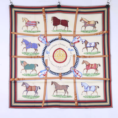 HERMES エルメス 【新品未使用】001356S 36 COUVERTURES ET TENUES DE JOUR 馬着 シルク カレ90 スカーフ