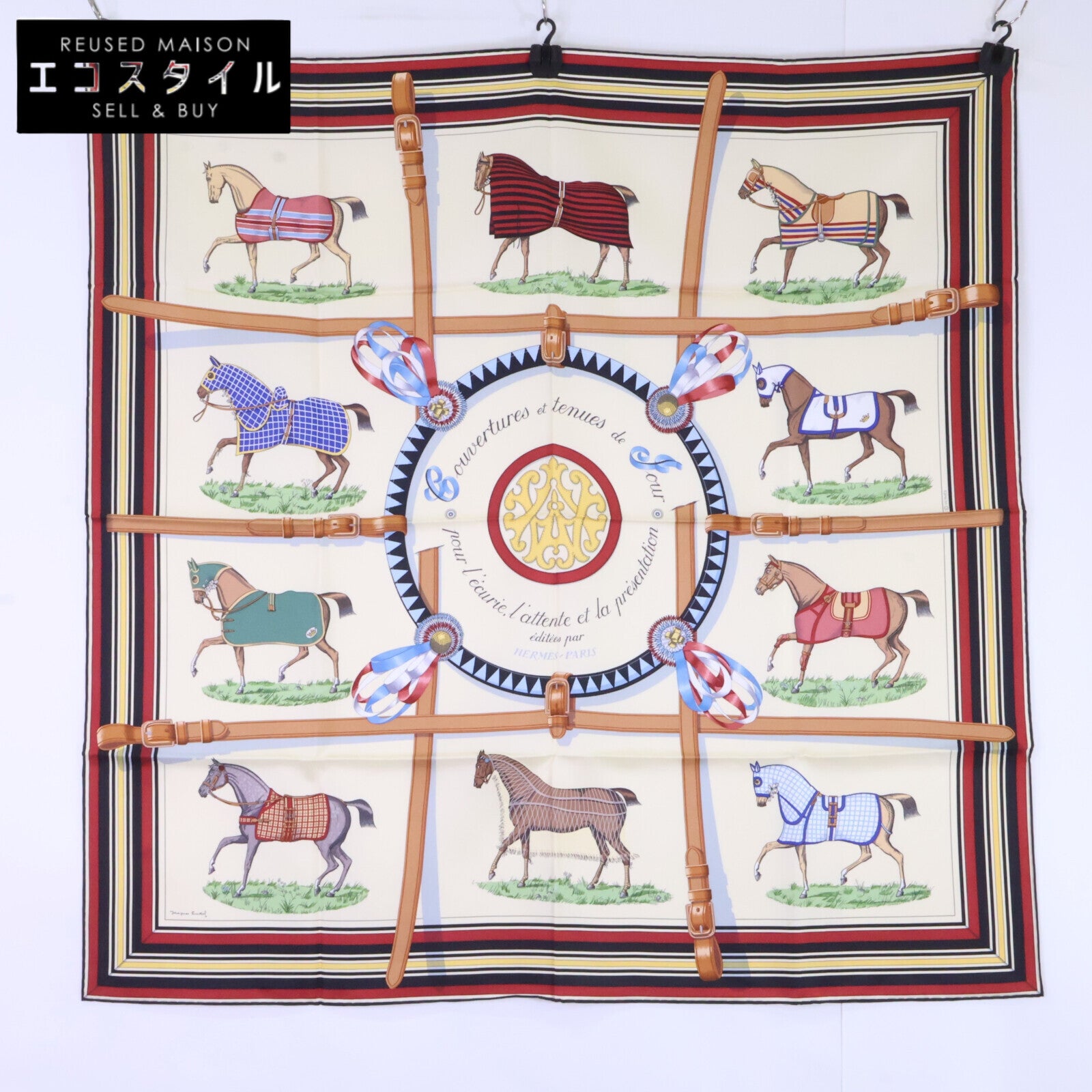 HERMES エルメス 【新品未使用】001356S 36 COUVERTURES ET TENUES DE JOUR 馬着 シルク カレ90 スカーフ
